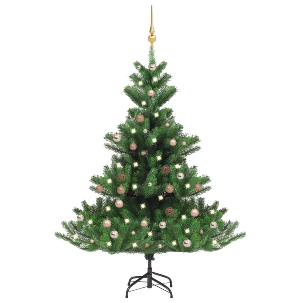 vidaXL Albero Natale Artificiale Nordmann LED Palline Verde 120 cm