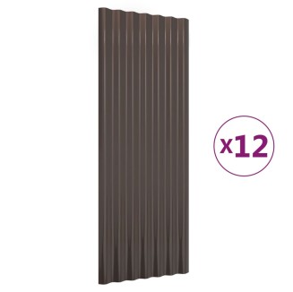 vidaXL Pannelli Tetto 12pz Acciaio Verniciato Polvere Marrone 100x36cm