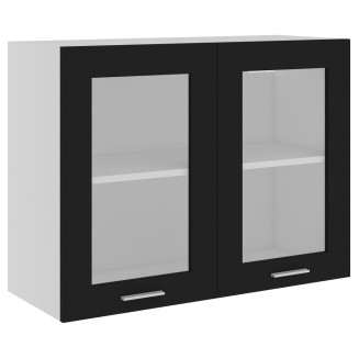 vidaXL Mobile Pensile con Vetro Nero 80x31x60 cm Legno Multistrato