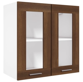 vidaXL Pensile in Vetro Rovere Marrone 60x31x60 cm Legno Multistrato