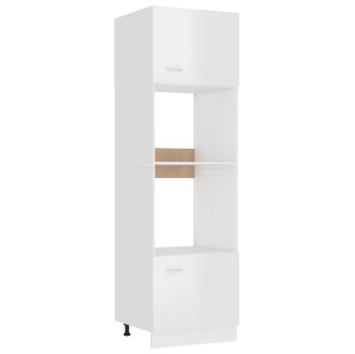 vidaXL Mobile Microonde Bianco Lucido 60x57x207 cm Legno Multistrato