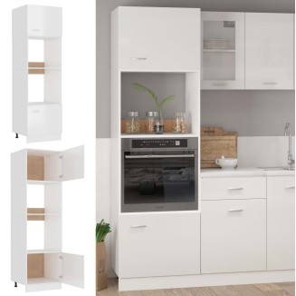 vidaXL Mobile Microonde Bianco Lucido 60x57x207 cm Legno Multistrato