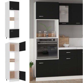 vidaXL Mobile per Microonde Nero 60x57x207 cm in Legno Multistrato