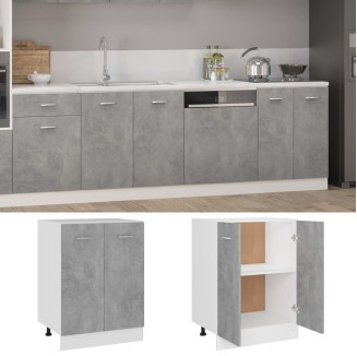 vidaXL Armadio Inferiore Grigio Cemento 60x46x81,5cm Legno Multistrato