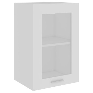 vidaXL Armadio Sospeso con Vetro Bianco 40x31x60 cm Legno Multistrato