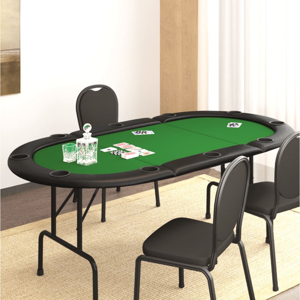 vidaXL Tavolo da Poker Pieghevole 10 Giocatori Verde 206x106x75 cm