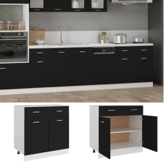 vidaXL Mobile Inferiore Cassetto Nero 80x46x81,5 cm Legno Multistrato