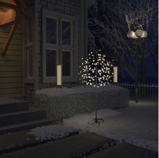 vidaXL Albero di Natale 120 LED Bianco Caldo Ciliegio in Fiore 150 cm