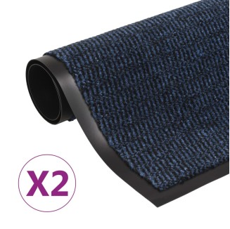 vidaXL Tappeti Antipolvere 2 pz Rettangolari Trapuntati 80x120 cm Blu