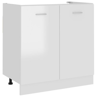 vidaXL Mobile Sottolavello Bianco Lucido 80x46x81,5 Legno Multistrato