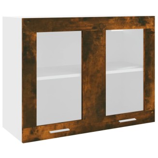 vidaXL Mobile Pensile Vetro Rovere Fumo 80x31x60 cm Legno Multistrato