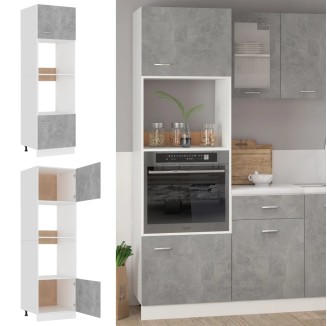 vidaXL Mobile per Microonde Grigio Cemento 60x57x207 cm Multistrato