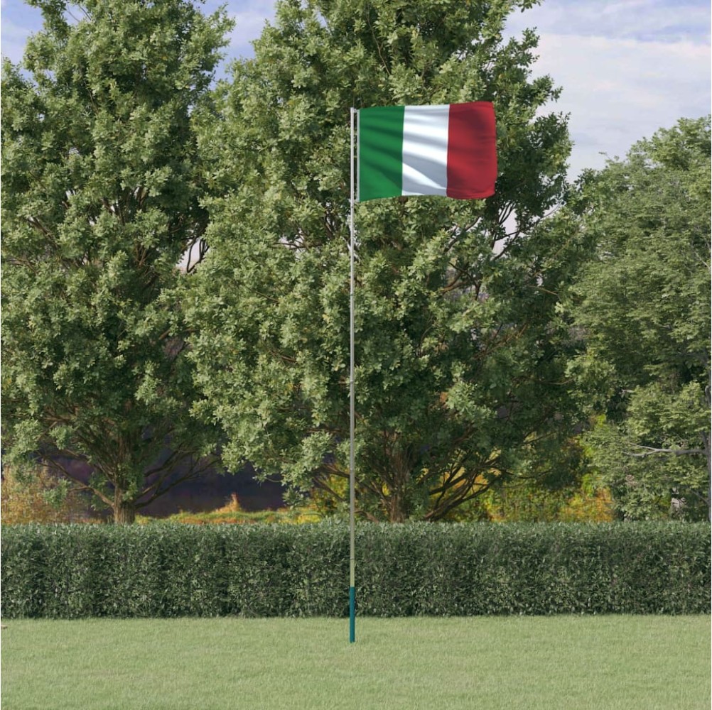 vidaXL Asta e Bandiera Italia 5,55 m Alluminio