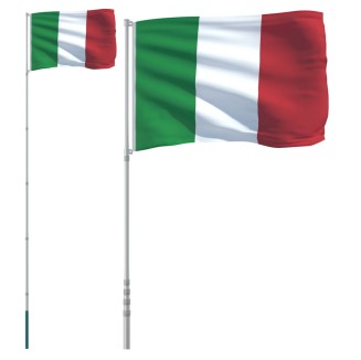 vidaXL Asta e Bandiera Italia 5,55 m Alluminio