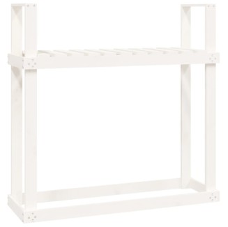 vidaXL Portalegna Bianco 110x35x108,5 cm in Legno Massello di Pino