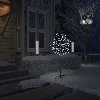 vidaXL Albero di Natale 120 LED Bianco Freddo Ciliegio in Fiore 150 cm