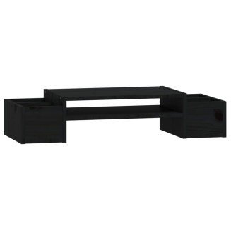 vidaXL Supporto per Monitor Nero 70x27,5x15cm Legno Massello di Pino