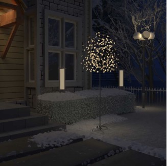 vidaXL Albero di Natale 220 LED Bianco Caldo Ciliegio in Fiore 220 cm