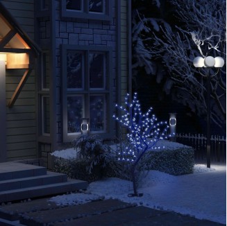 vidaXL Albero di Natale 128 LED Blu Ciliegio in Fiore 120 cm