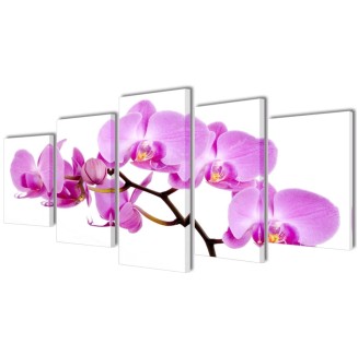 5 pz Set Stampa su Tela da Muro OrchidÃ¨a 200 x 100 cm
