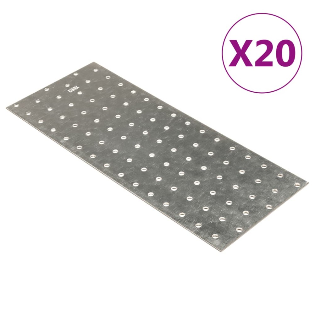 vidaXL Piastre Forate 20 pz 2 mm 300x120 mm Acciaio Zincato