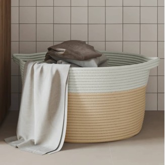 vidaXL Cestino Portaoggetti Beige e Bianco Ã˜40x25 cm in Cotone