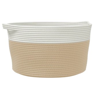 vidaXL Cestino Portaoggetti Beige e Bianco Ã˜40x25 cm in Cotone