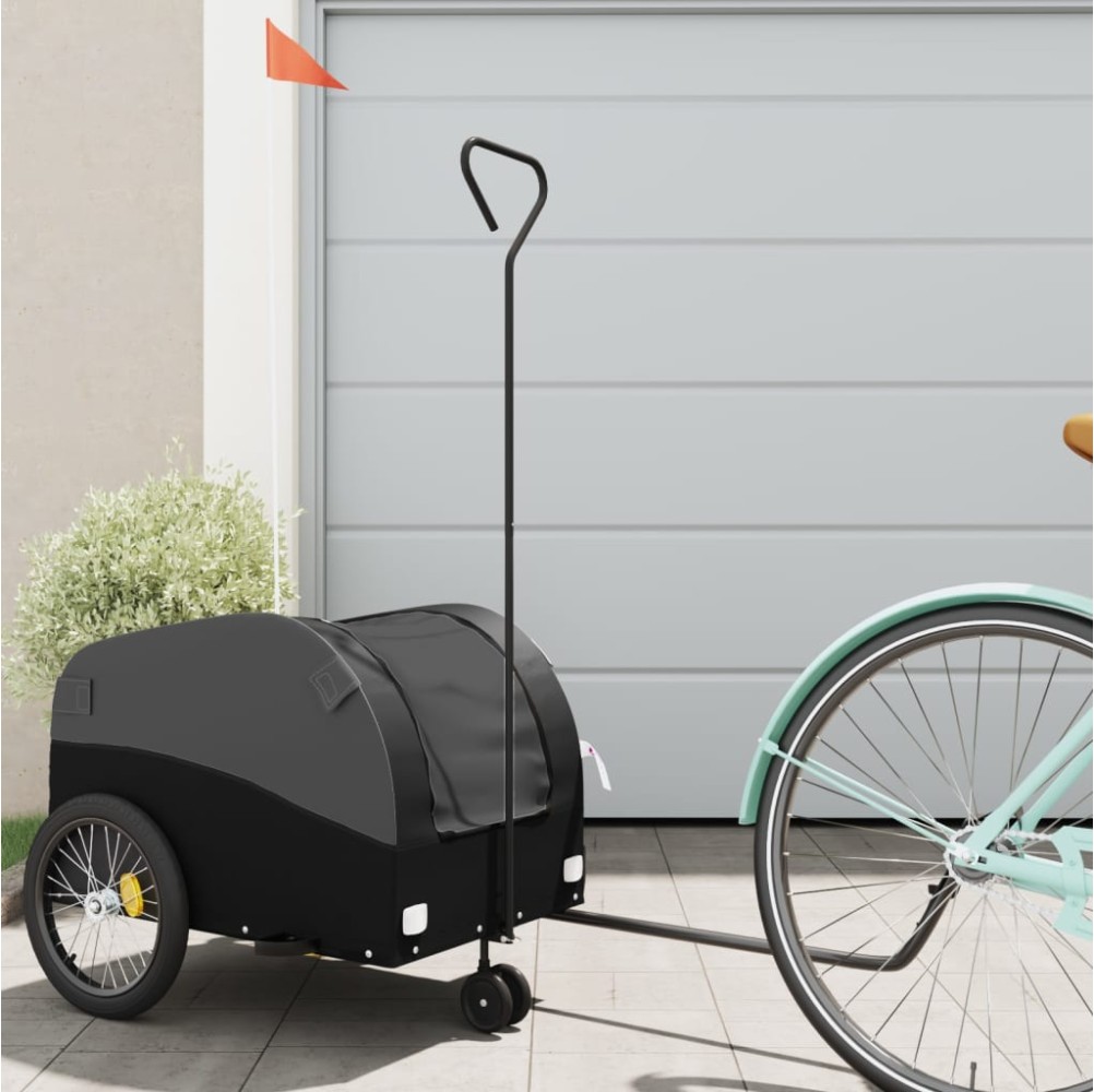 vidaXL Rimorchio da Bici Nero 30 kg in Ferro