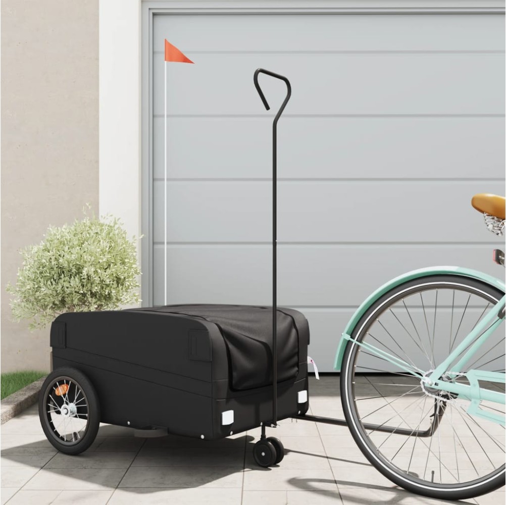 vidaXL Rimorchio da Bici Nero 45 kg in Ferro