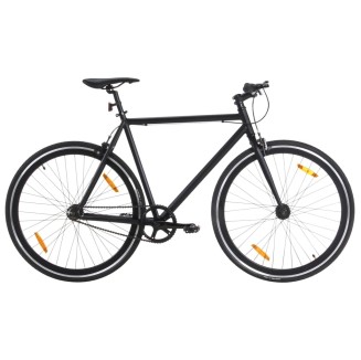 vidaXL Bicicletta a Scatto Fisso Nera 700c 59 cm