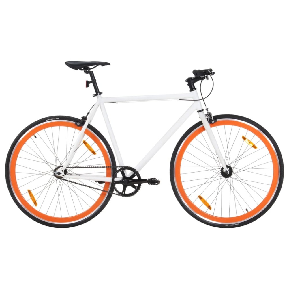 vidaXL Bicicletta a Scatto Fisso Bianca e Arancione 700c 51 cm