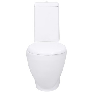 vidaXL Vaso WC in Ceramica da Bagno Rotondo Base con Scarico Bianco