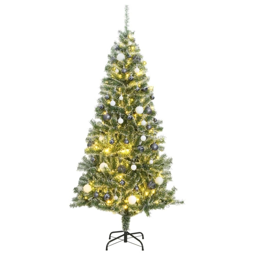vidaXL Albero di Natale Artificiale con 300 LED Palline e Neve 240 cm