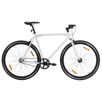 vidaXL Bicicletta a Scatto Fisso Bianca e Nera 700c 55 cm