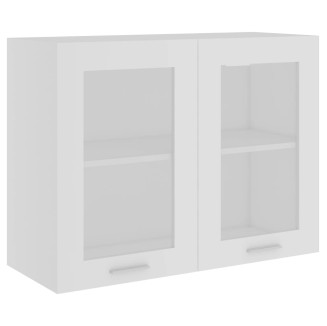 vidaXL Mobile Pensile con Vetro Bianco 80x31x60 cm Legno Multistrato