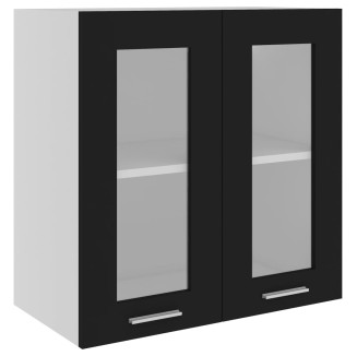 vidaXL Mobile Pensile con Vetro Nero 60x31x60 cm in Legno Multistrato