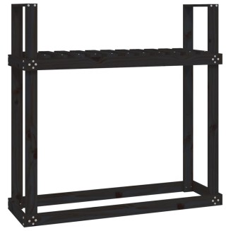 vidaXL Portalegna Nero 110x35x108,5 cm in Legno Massello di Pino