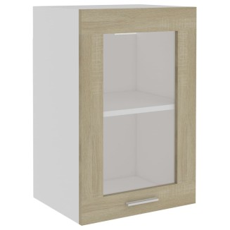 vidaXL Mobile Pensile con Vetro Rovere Sonoma 40x31x60 cm Multistrato