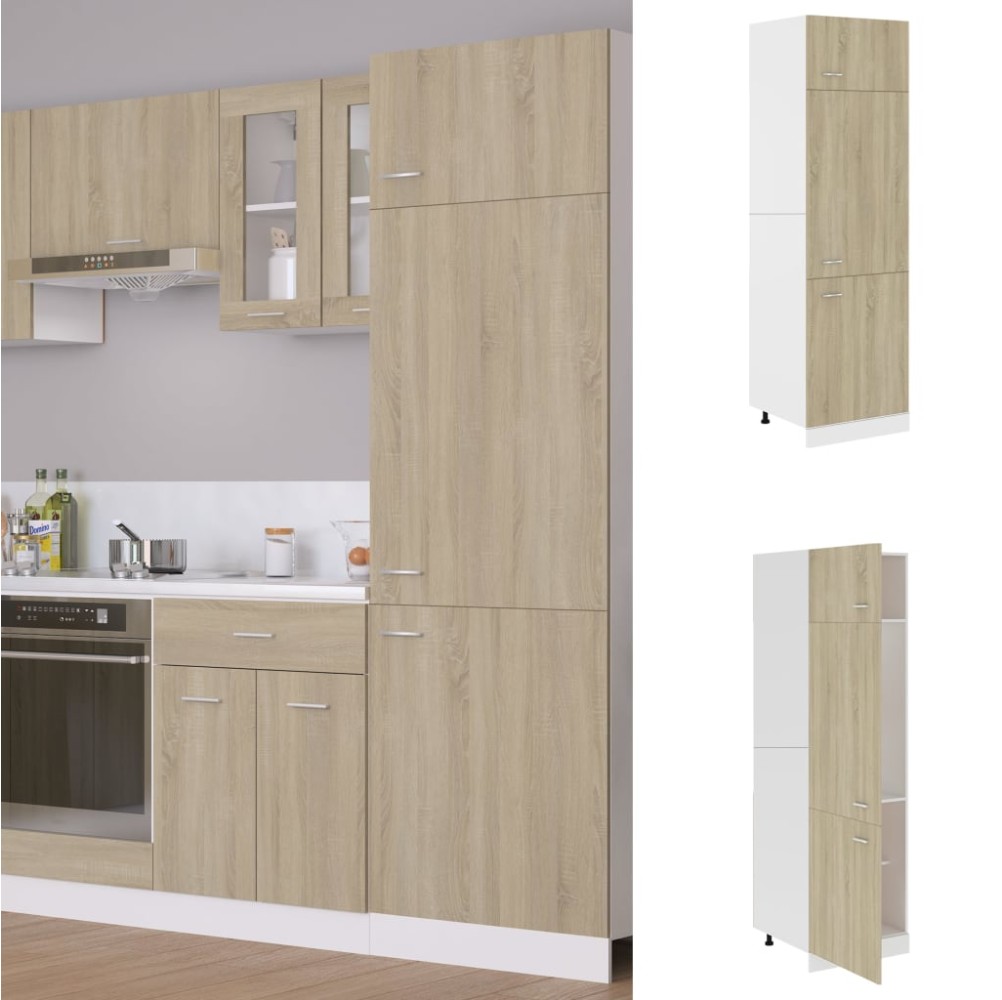 vidaXL Mobile per Frigo Rovere Sonoma 60x57x207 cm Legno Multistrato