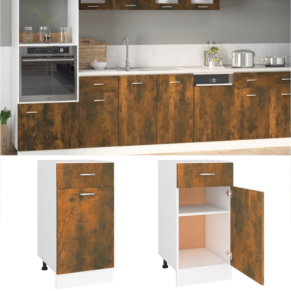 vidaXL Mobile con Cassetto Rovere Fumo 40x46x81,5 cm Legno Multistrato