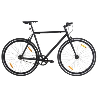vidaXL Bicicletta a Scatto Fisso Nera 700c 55 cm
