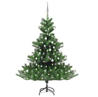 vidaXL Albero Natale Artificiale Nordmann LED Palline Verde 180 cm