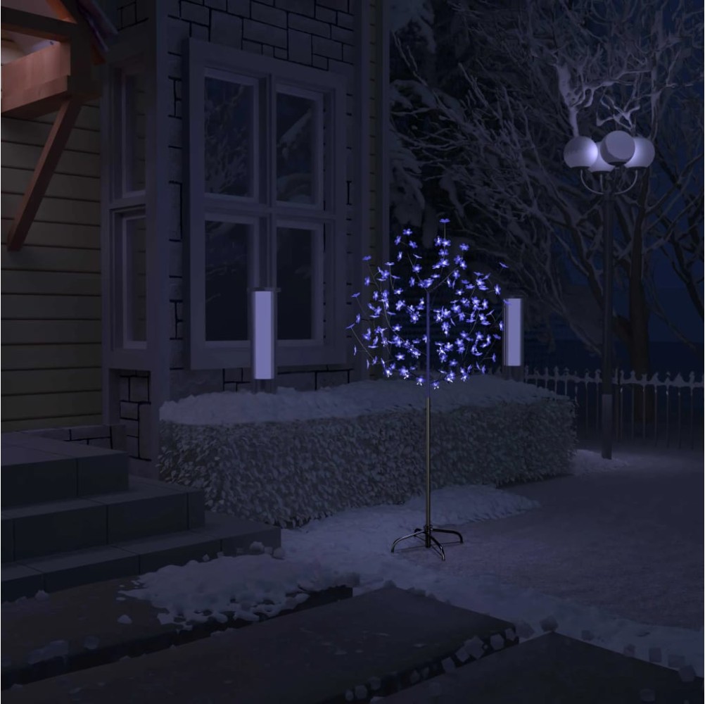 vidaXL Albero di Natale 120 LED Blu Ciliegio in Fiore 150 cm