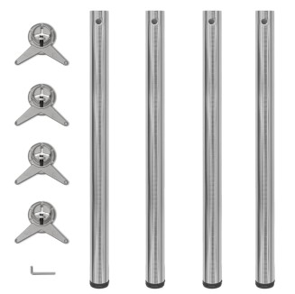 vidaXL Set Gambe Tavolo 4 pz in Nickel Spazzolato Regolabili 870 mm