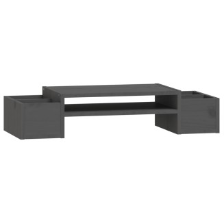 vidaXL Supporto per Monitor Grigio 70x27,5x15cm Legno Massello di Pino