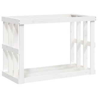 vidaXL Portaceppi da Esterno Bianco 108x52x74 cm Legno Massello Pino