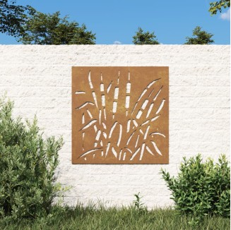 vidaXL Decorazione Muro da Giardino 55x55 cm Erba in Acciaio Corten