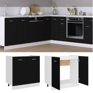 vidaXL Mobile Sottolavello Nero 80x46x81,5 cm Legno Multistrato