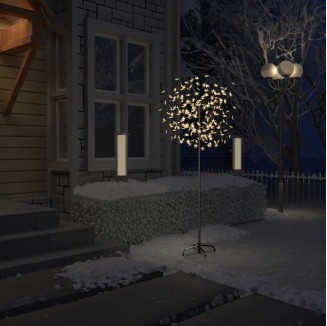 vidaXL Albero di Natale 200 LED Bianco Caldo Ciliegio in Fiore 180 cm