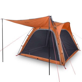vidaXL Tenda Campeggio 4 Persone Grigio e Arancione Impermeabile
